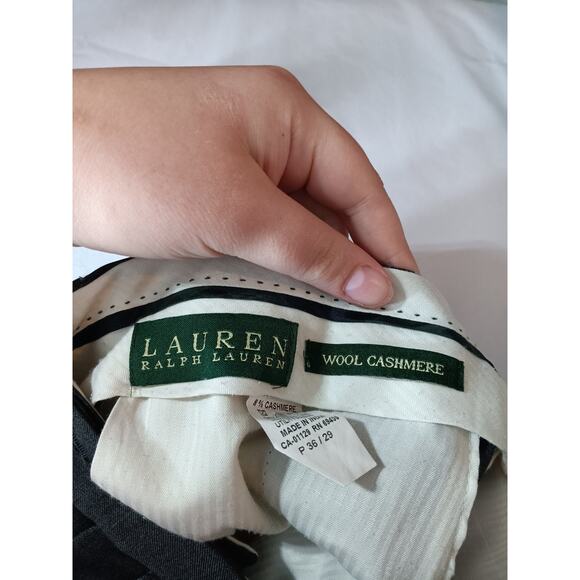 Ralph Lauren LRL Pants 36x29 Gray Wool Cashmere Pleated Cuffed Trousers - Picture 13 of 14